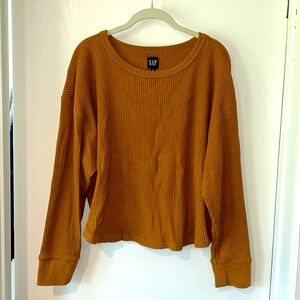 Burnt Orange Waffle-knit cropped sweatshirt - 🥂 sale!